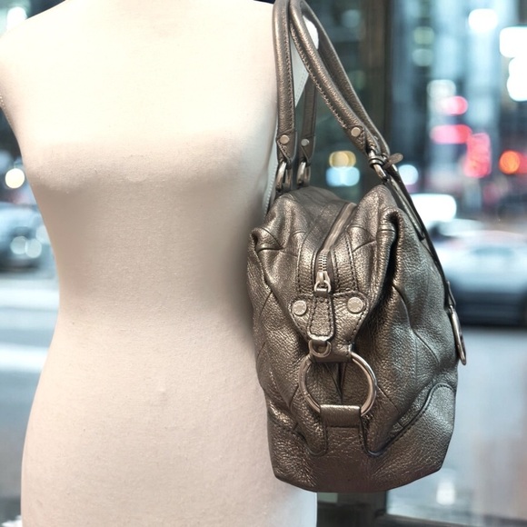 TOD’S Gunmetal Metallic Leather Lux 2 Manici Media Patchwork Bag - Picture 5 of 11